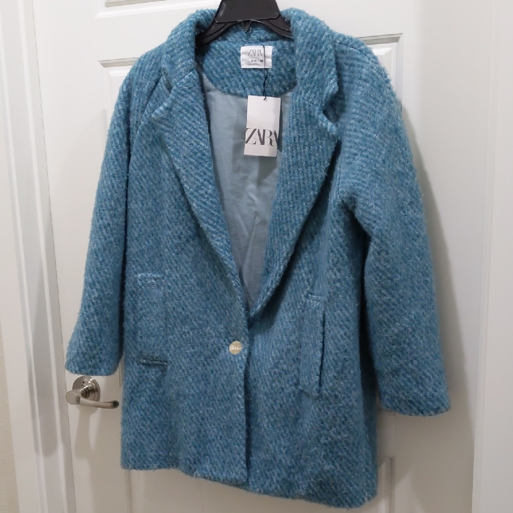 Zara Teal Wool Coat